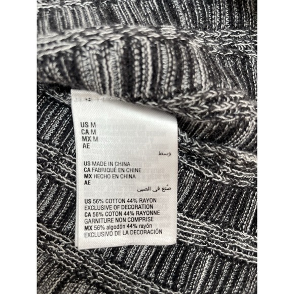 Alfani Open Front 3/4 Sleeve Cardigan Gray Black Womens Size Medium Cotton Blend - Picture 8 of 12